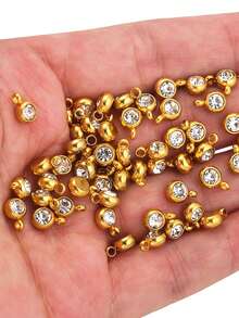 10pcs/20pcs Stainless Steel & Artificial Crystal Beads Pendant Charms, Random Mixed Colors, Birthstone Crystal Amulet For DIY Jewelry Making, Necklaces, Bracelets, Earrings, Suitable For Valentine's Day And Birthday Gifts - Stainless Steel Birthstone Pendant - View 9