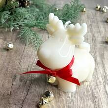 Molde de silicona duradera en 3D con forma de reno, apto para velas navideñas DIY, adornos de yeso perfumado, moldes decorativos y moldes irregulares para manualidades de resina epoxi.