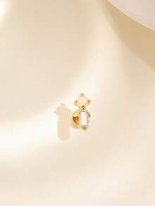 1Pc Diamond 925 Sterling Silver Earring Women Classic Stud Earring Flat Back 18K Gold Plated Helix Cartilage For Daily Wear Wedding Party Engagement Christmas Gifts Fine Jewelry - Gold - View 9