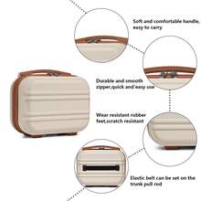 Lightweight 2 Piece Cabin Suitcase Set 20 Inch Carry On Luggage With Vanity Case ABS PC Hard Shell Spinner Wheels TSA Lock YKK Zipper For Travel - Beige - View 6