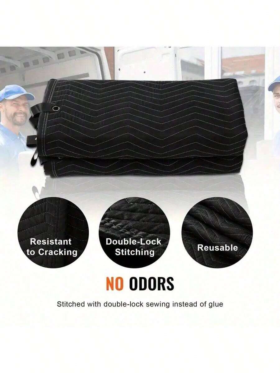 96英寸 x 80英寸超大隔音毯，高密度聚酯纤维吸音毯，有效降低噪音，防撕裂，适用于录音室、家庭影院和音乐室 - 黑色 - 查看 1