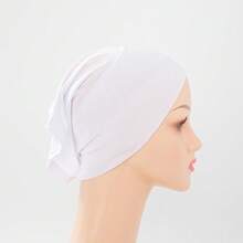 1 szt. damska wielokolorowa chusta turban na głowę, miękka, elastyczna, lekka, oddychająca, całkowicie zakrywająca głowę, idealna na chemioterapię, wypadanie włosów, muzułmański hidżab, dla pacjentów onkologicznych, do spania w nocy, do codziennego użytku, wygodna chusta, modna chusta na głowę, elegancki prezent dla kobiet (rozmiar uniwersalny, domyślnie czarny). Czepek do spania z włosami - Czarny NPSM73 - Zobacz 5