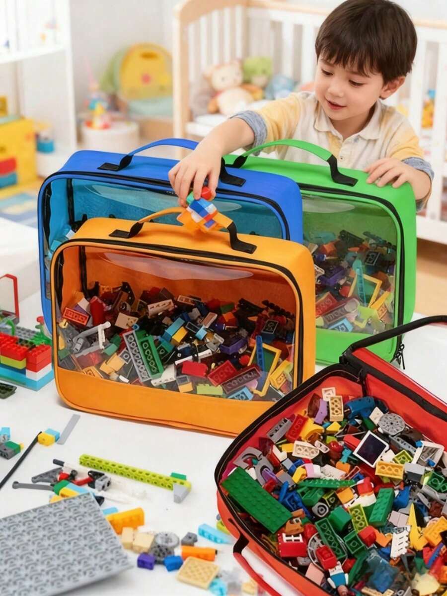 1pc PVC Zipper Storage Bag Set, For Organizing Children's Toys, Clay, Board Games And More - Style 3 - View 1