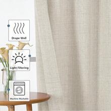 Chyhomenyc Natural Valance For Windows, Light Filtering Faux Linen Slub Textured Small Kitchen Valance, Neutral Top Window Short Curtain For Bathroom Basement Farmhouse, 60Wx16L Inch, 1 Panel,60inchWx16inchL(Packof1),Natural - Natural - 查看 7