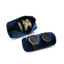 Velvet Bangle & Bracelet Organizers And Storage Small Jewelry Roll Organizer Travel, Compact Jewelry Case For Bangles, Bracelets, Watches(Dark Blue),DarkBlue - 深藍色 - 查看 5