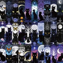 30pcs Cartoon Gothic Cat Series Minimalist Bookmarks, Creative Paper Bookmarks, Decorative Cards For Books, Reading Markers