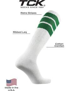 Calcetines de tubo retro de tres rayas TCK - Verde Kelly - Ver 5