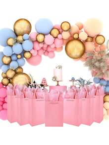 20个迷你粉色带提手礼品袋 - 适合手工爱好者、派对策划师、送礼者，可用于婚礼、生日、派对、手工制作、礼品和珠宝收纳 - 粉色牛皮纸（4x5x2英寸）中小型派对礼品袋 - 彩色 - 查看 6