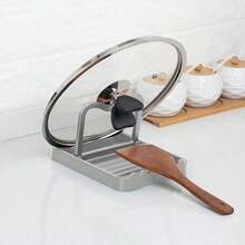 1pc Stainless Steel Spoon Rest And Lid Holder, Multifunctional Kitchen Utensil Rack For Ladle, Spatula And Pot Lid, Keeps Countertop Dry And Prevents Water Drips - Multicolor - View 4