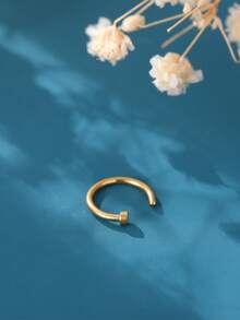 Nooxian 1pc Stainless Steel Fake Nose Ring C-Shaped Nose Stud Piercing Jewelry, Nail Design Nose Ring For Men & Women - Yellow Gold - View 6