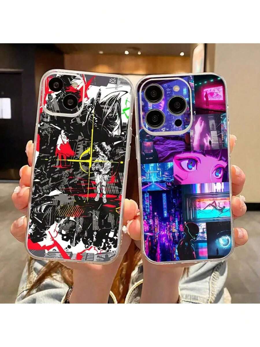 Funda de teléfono Cyberpunk E-Edgerunners 2 compatible con 17, 16, 15, 14, 13, 12, 11 Pro Max, Air Soft Cover, funda de silicona transparente y suave, funda para 17, funda para 17 Pro, funda para 17 Pro Max, funda compatible con 17 Pro, funda para 17 Pro Max, funda para 17 - Z4 - Ver 1