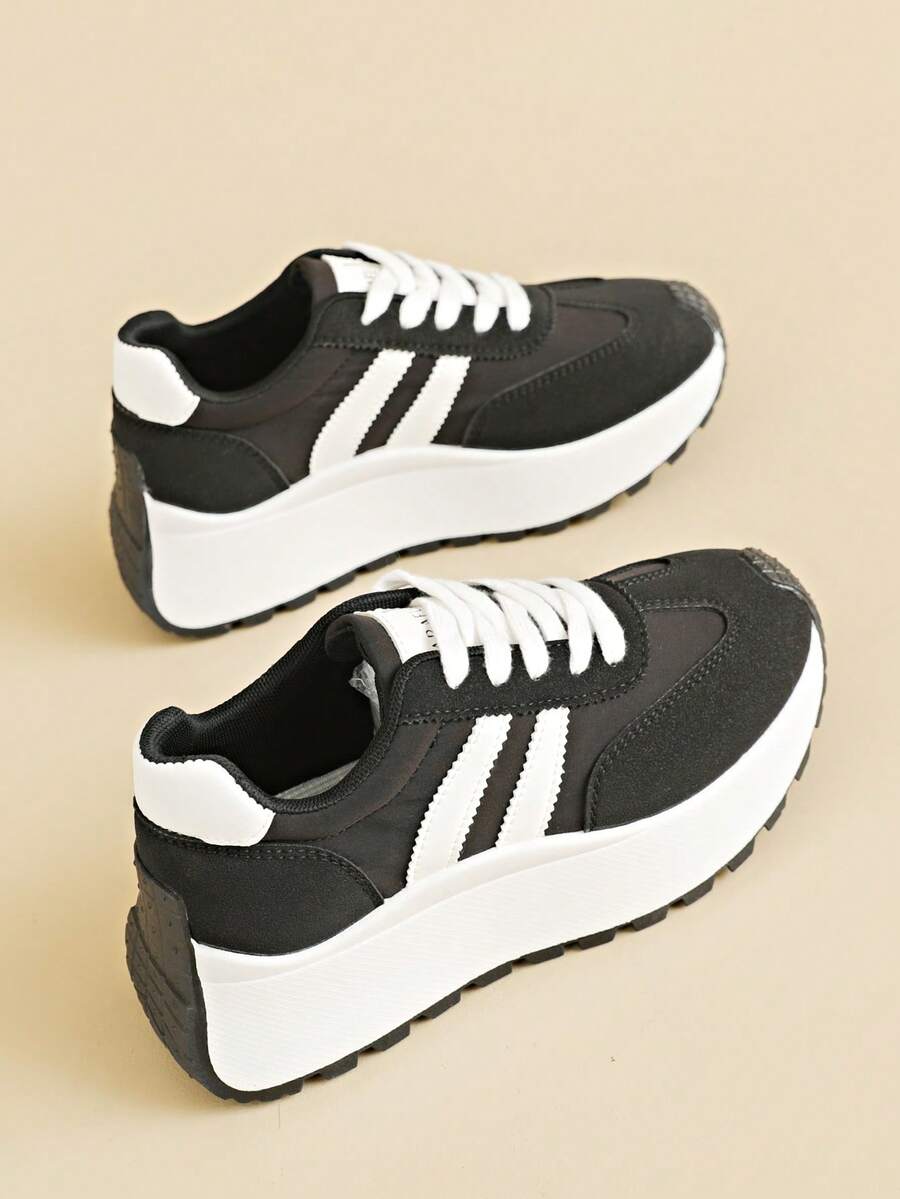 Giày thể thao Colorblock mới mùa xuân/hè 2024 dành cho nữ, giày thể thao đế xuồng thoáng khí, bền bỉ và đa năng