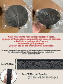 1件装3D立体自粘踢脚线 - 欧式风格,通用防水易安装家居装饰墙饰条,适用于房间翻新和DIY | 2026年情人节和新年装饰 | 复活节和圣诞节的完美节日家居装修礼物 - 黑色 - 查看 17