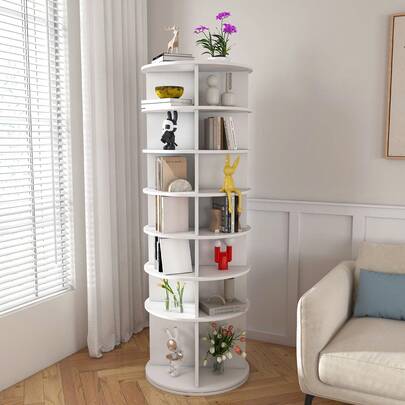 Drehbarer Schuhturm Mit 7 Ebenen – 360° Drehbarer Schuhständer, Freistehend, Platzsparend Für Bis Zu Zu 28 Paar Schuhe, Höhenbasis Für Stiefel, White (60 * 60 * 184 Cm)