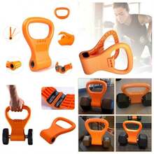 Manija de Kettlebell Ajustable - Convertidor de Mancuernas a Kettlebells Porttil para Gimnasio, Viaje, Levantamiento de Pesas y Musculacin Agarradera para Equipo de Entrenamiento con Pesas - Naranja - Ver 1