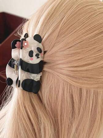 1pc Panda Flower Claw Clip, Cute & Elegant Hair Claw, Niche Hair Accessory For Women Elegant Hair Clips Fashion Hair Clutch