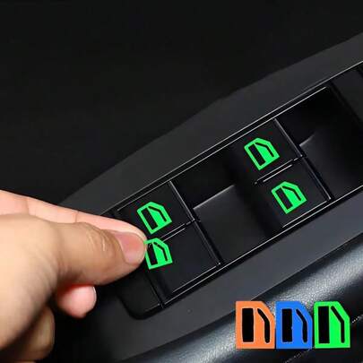 1pc Car Window Lift Button Sticker, Glow-In-The-Dark Design, Easy To Apply And Remove, Car Door Safety Decorative Decal