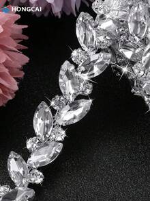 1码（90厘米）水晶钻石水钻链，闪亮钻石链，适用于DIY工艺品、家居装饰、时尚装饰 - 白色 - 查看 2