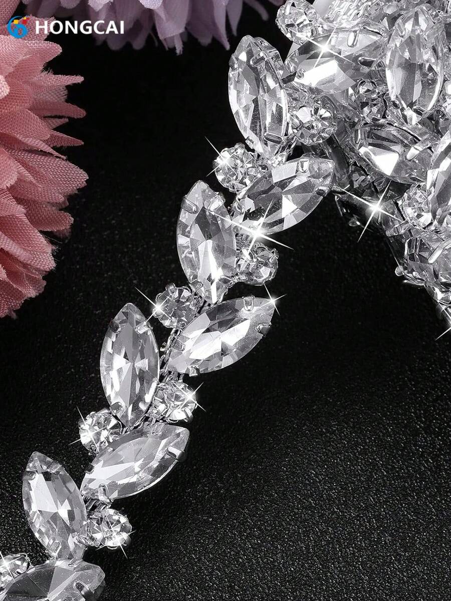 1码（90厘米）水晶钻石水钻链，闪亮钻石链，适用于DIY工艺品、家居装饰、时尚装饰