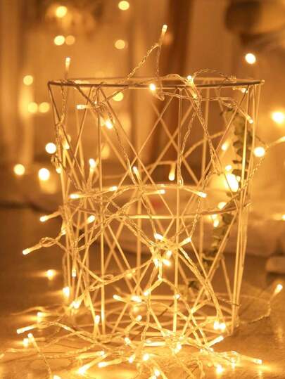 1 قطعة 16.4 قدم 50 مصباح LED / 32.8 قدم 80 مصباح LED أضواء سلسلة جنية للديكور المنزلي، تعمل بالبطارية مناسبة لديكور الحفلات والأعراس والنوافذ والحدائق والأشجار وغرف النوم، ديكور شجرة عيد الميلاد