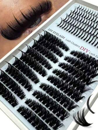 262 Pcs Lash Clusters DIY Lash Extension Faux Mink Eyelashes - Premium D Curling Natural Volume Individual Lash Clusters Natural Segmentation. Clustered Eyelashes. Fluffy. Thick. Soft. Lightweight False Eyelash Set, Comfortable To Wear. Enlarging Eyes, Lifting Eye Tails, DIY Eyelash Extension, Eyelash Extension. Christmas, New Year's Day, New Year, Ramadan Festival,Daily Life&Weddings&Dates&Parties&Music Festivals&Halloween Use
