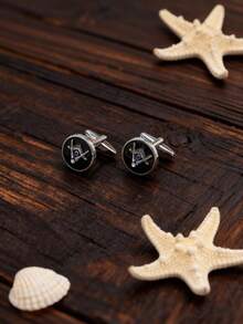 1 Pair Fashionable French Business Round Metal Stainless Steel Cufflinks, Suitable For Shirts, Great Gift For Friends On Holidays And Birthdays