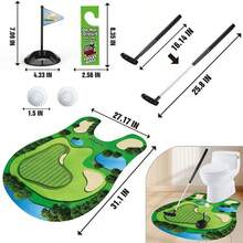 1 Set Toilet Golf Game Set, Mini Bathroom Golf Course, Includes Practice Mat/Putter/Golf Ball/Flag, Foldable Portable Fun Leisure Toy, Realistic Practice Mat And Smooth Putter, Easy To Install, Suitable For Golf Practice During Restroom Breaks, Ideal For Bathroom, Office And Home Entertainment, Also A Perfect Funny Gift For Golf Lovers, Fathers' Birthday Or Holidays, Unique Golf Practice Toy. - Multicolor - View 8