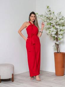 Tailored Jumpsuit With Zipper M3094 - Rojo - Ver 9