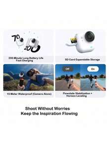 Insta360 GO Ultra Professional Action Camera: Stable Image Stabilization, Clear HDR Video, 10-Meter Water Resistance, Synchronized Sports Data, Multi-Scene Adaptation, Accessory Compatibility, Dynamic White. 100% Brand New, Only Activated. - Smart White - View 6