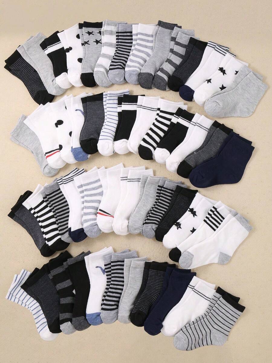 24/12/1 双婴儿休闲运动袜。这款运动袜适合男婴和幼儿穿着。时尚条纹拼接设计,非常适合日常穿着。婴儿袜、新生儿袜、幼儿袜 - 彩色 - 查看 1