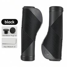 WEST BIKING 1 Pair Bicycle Handlebar Grips Anti-Slip Grips Mountain Bike Shock Absorber Protective Covers Handlebar Grips Black - Black - View 12