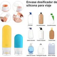 Set de 17 Botellas de Viaje de Silicona, Kit Rellenable para Champ y Locin, con Etiquetas, Negro Blanco - Blanco - Ver 3