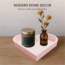 Dressing Table Tray, Perfume Tray, Bathroom Storage, Mirror Storage, Soap Box, Bath And Body Wash Storage, Round Tray Decoration, Suitable For Bathroom, Toilet, Water Tank, Bedroom, Kitchen Countertop, Jewelry Storage, Dressing Table Tray, Candle Aromatherapy, Lotion Bottle, Cosmetics Organizer, Valentine's Day Bathroom Decoration, Desktop Storage Organizer - Multicolor - View 8