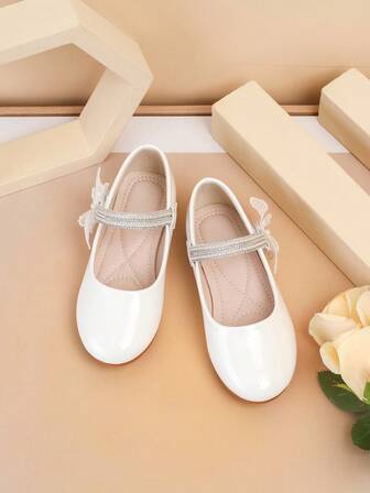 New Fashion Girls Casual Outdoor Daily Dress Princess Round Toe Flat Shoes With Bow Decor, Matching Loafers