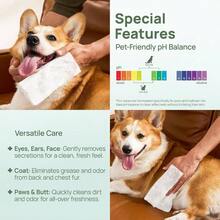 Cleaning Deodorizing Wipes Dogs Cats, Vet Recommended Soothes Skin Allergies Infections Gland Wipes, Hypoallergenic Hydrating Nourishing Dog Grooming Wipes Paw, Butt, Body - 淡椰子口味 + 100 粒(增稠劑) - 查看 7