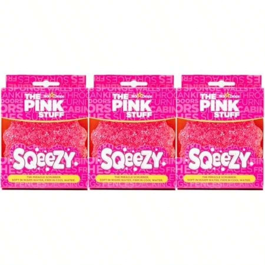 Stardrops â€" Pink Stuff â€" Esponja de Limpieza milagrosa SQeeZY sin arañazos, solución para la Mejor Limpieza del hogar, Perfecta para cocinas, baños y Uso Aire Libre, Paquete de 3(default) - Multicolor - Ver 1