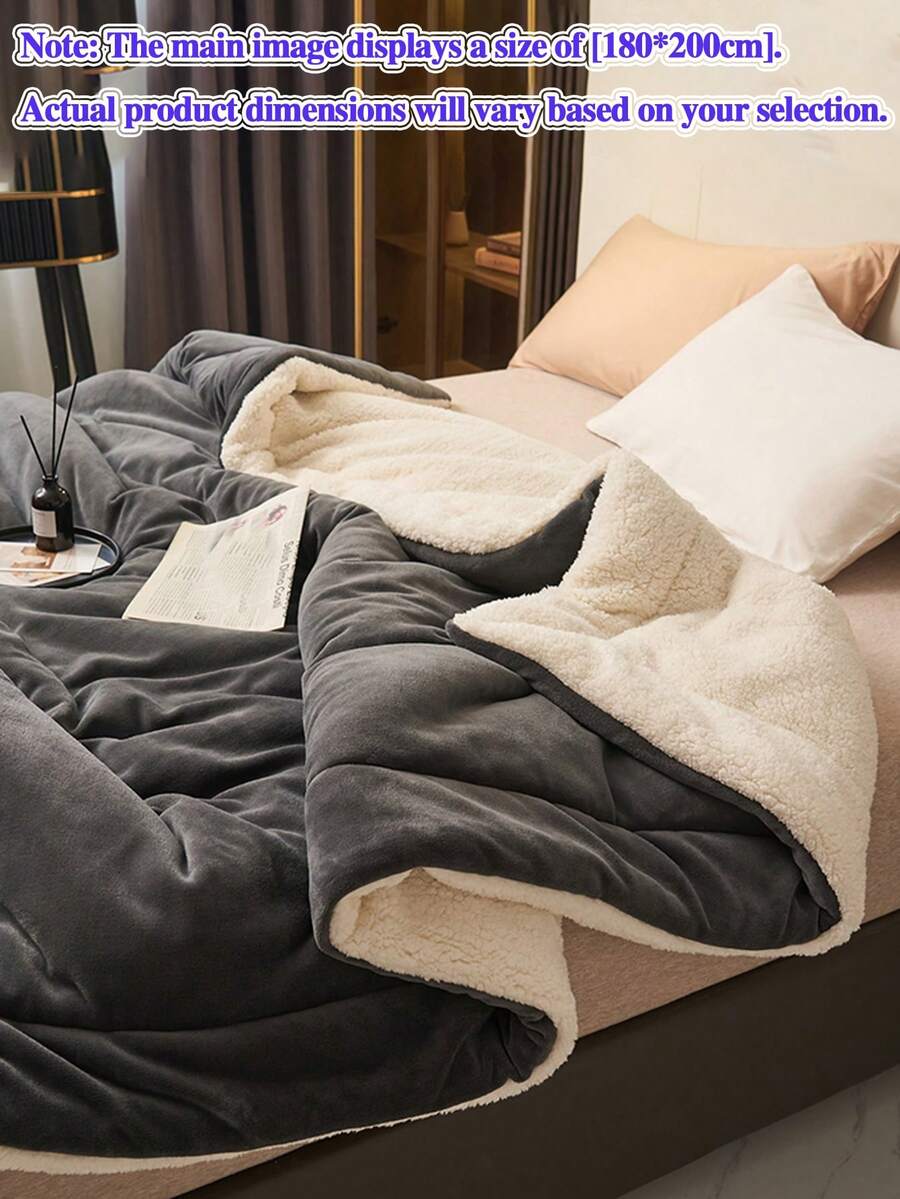 1 件深灰色牛奶绒羊羔毛毯，温暖舒适，适合所有季节，可机洗