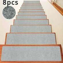 [8/15pcs] Non-Slip Warm Stair Treads - Solid Color Minimalist Wooden Steps - Non-Slip Stair Mats, Self-Adhesive Stair Treads, Non-Slip Stair Treads Suitable For Wooden Steps, 15pcs 22*70cm Indoor Stair Carpet Treads With Reusable Peelable Adhesive, Suitable For Elderly And Pets - Multicolor - View 22