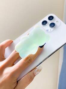 1个可爱3D彩色磨砂小熊造型手机支架，带可折叠指环和弹性指套，兼容所有手机/平板电脑，包括和安卓手机，生日礼物，送给家人、朋友的礼物，生日推拉式手机支架，手机配件 - 彩色 - 查看 2