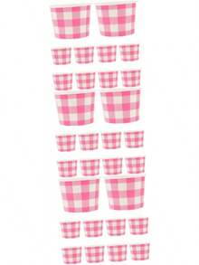30piezas Vasitos Desechables Para Helado y Postres Tazones De Cartón Para Cumpleaños y Picnics Diseño Cuadros - rosax3uds - Ver 1