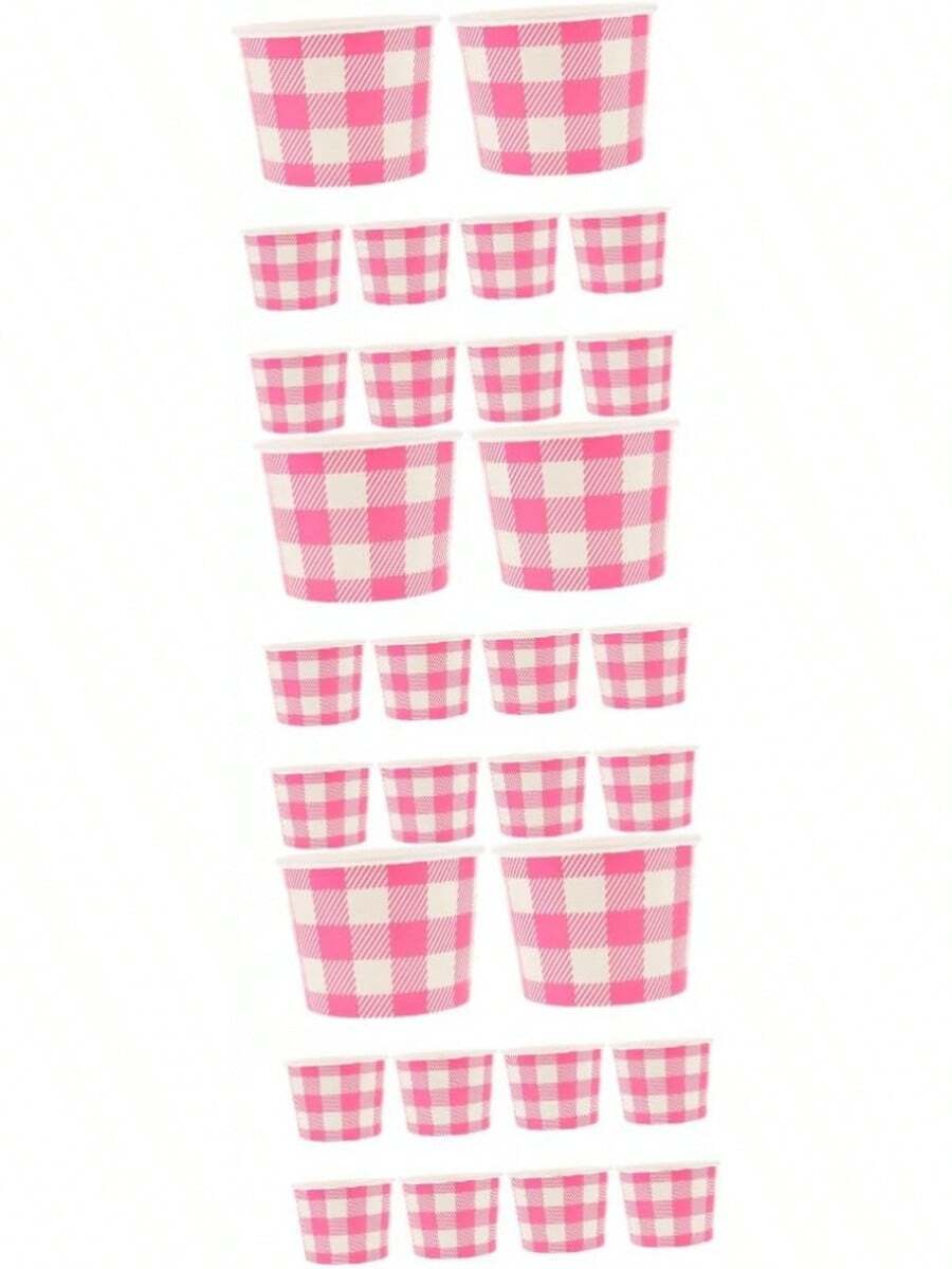 30piezas Vasitos Desechables Para Helado y Postres Tazones De Cartón Para Cumpleaños y Picnics Diseño Cuadros - rosax3uds - Ver 1