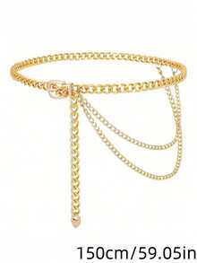 1件装加大码女式街头风多层方形扣腰链 - Y2K风格配饰，百搭实用，适合日常佩戴、送礼、婚礼和派对等场合。 - 金色 - 查看 11