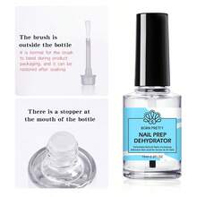 BORN PRETTY 15毫升透明指甲预处理脱水凝胶指甲油，使用方便，无需UV/LED灯，含底油和面油，免打磨，适用于美甲沙龙美甲。