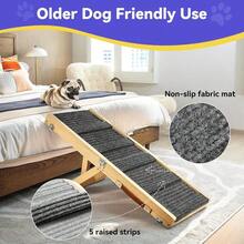 2025 Upgraded Dog Ramp For Couch Foldable Small Dog Ramp For Low Bed 4 Adjustable Height From 13'' To 21" Portable Stable Pet Steps With Non-Slip Pad Pet Ramps Use For Sofa Couch Stairs - A-wood Color - View 3
