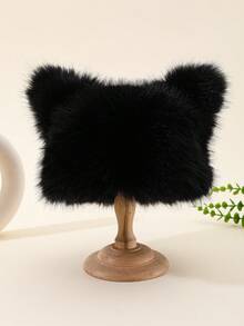 1pc Women's Solid Color Cute Fluffy Decor Casual Sports Sweatshirt, Suitable For Autumn/Winter Warm Accessories - Multicolor - View 5