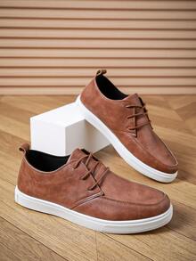 男士休闲运动鞋，防滑学生滑板鞋，四季皆宜的多功能运动滑板鞋 - 棕色 - 查看 4