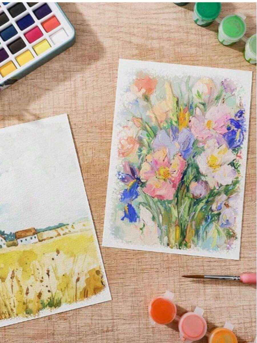 Cuaderno de bocetos, cinco hojas de papel de acuarela A4, prensado en frío y blanco, suministros de arte perfectos para principiantes, adultos y artistas. Cada hoja mide 8.26 pulgadas por 11.65 pulgadas. Este papel es ideal para pintura al óleo, pintura acrílica, bocetos y pintura con los dedos, y también se puede usar para impresión creativa con impresoras láser o de inyección de tinta. - A4 - Ver 1