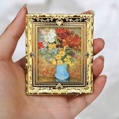 1件套微型油画复制品，微型娃娃屋装饰配件，带画框，名画玩具摆件，1:12比例，是DIY工艺品和装饰的理想选择，也是送给工艺爱好者的完美礼物。非常适合冬季、新年、返校季场景装饰、桌面微型装饰、娃娃屋用品、微型物品。
