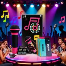 2025新款抢麦克风 - 适合2-10人的家庭卡拉OK游戏 - 糟糕的歌手桌游 - 250张歌词卡，非常适合趣味游戏之夜、生日派对、家庭聚会破冰、音乐游戏、家庭卡牌游戏 - 收藏品 - 生日礼物 - 复活节礼物 - 新年礼物 - 节日礼物 - 彩色 - 查看 1