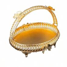 1pc Gold Butterfly Fruit Basket, High-End Luxury Home Decor Tea Table Basket, Large Capacity